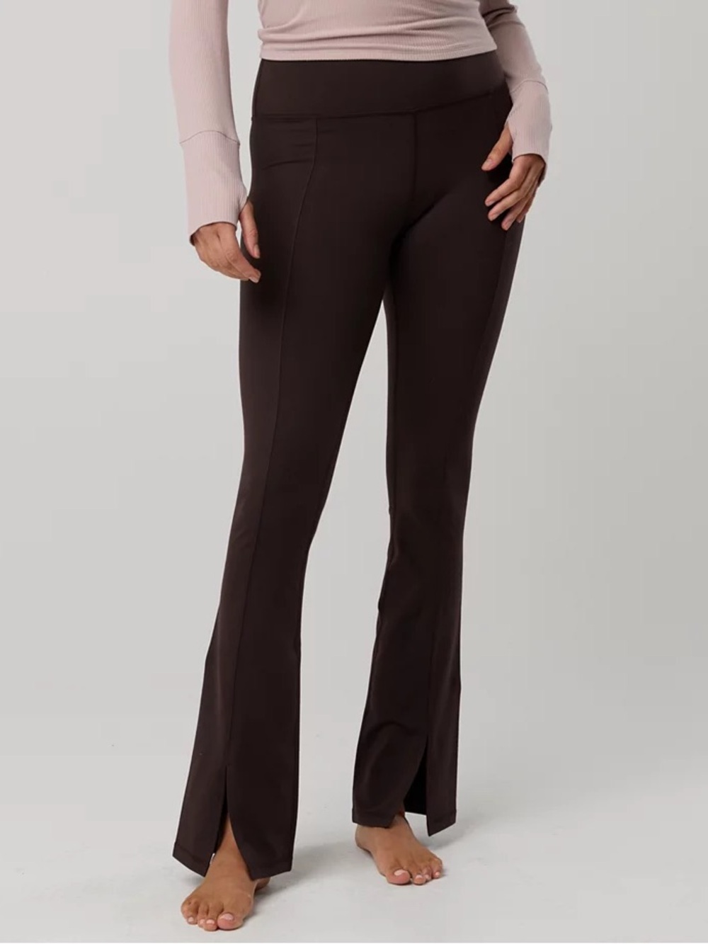 aerie Chocolate Brown Boot-Cut Split-Hem Flare Pants